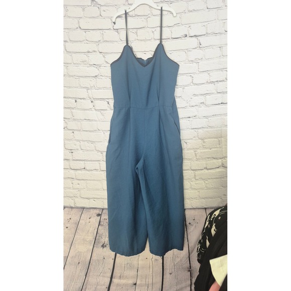 Tutufeel Teal Blue Wide Leg Jumpsuit Womens Medium Sleeveless V-Neck - Picture 2 of 6